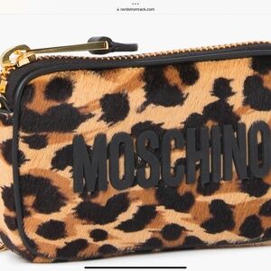 MOSCHINO Leopard Print Genuine Calf Hair Crossbody Bag
